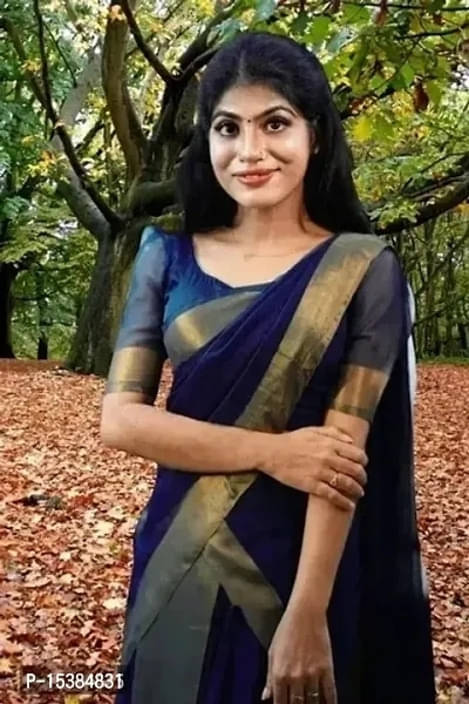VRAGI Chiffon Solid Regular Saree With Unstitched Blouse Piece ( Blue ) VRAGI Chiffon Solid Regular Saree With Unstitched Blouse Piece ( Blue )