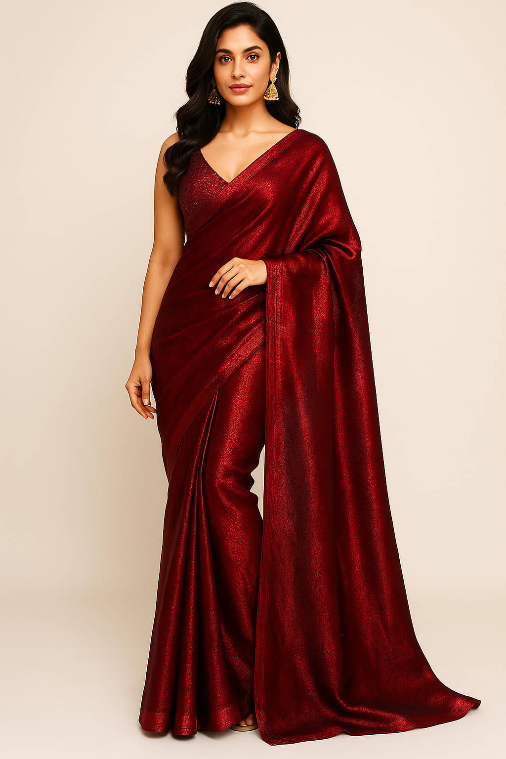 VRAGI Chiffon Solid Regular Saree With Unstitched Blouse Piece ( Maroon ) VRAGI Chiffon Solid Regular Saree With Unstitched Blouse Piece ( Maroon )