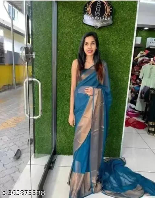 VRAGI Chiffon Solid Regular Saree With Unstitched Blouse Piece ( Blue ) VRAGI Chiffon Solid Regular Saree With Unstitched Blouse Piece ( Blue )