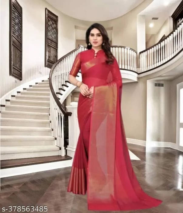 VRAGI Chiffon Solid Regular Saree With Unstitched Blouse Piece ( Black ) VRAGI Chiffon Solid Regular Saree With Unstitched Blouse Piece ( Black )