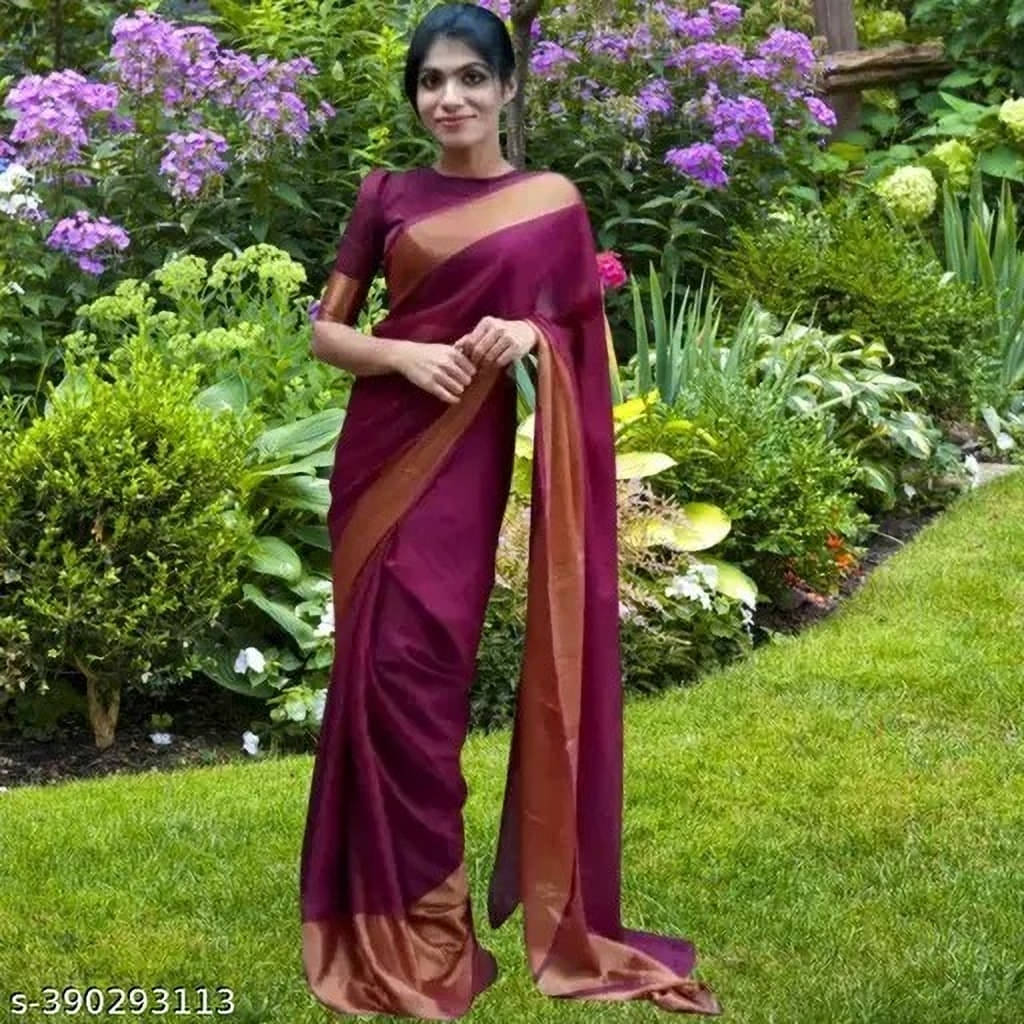     			VRAGI Chiffon Solid Regular Saree With Unstitched Blouse Piece ( Purple )