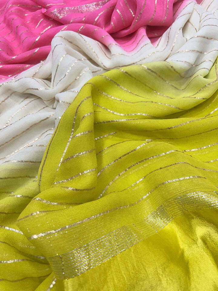 VRAGI Georgette Embellished Regular Saree With Unstitched Blouse Piece ( Multicolor ) VRAGI Georgette Embellished Regular Saree With Unstitched Blouse Piece ( Multicolor )