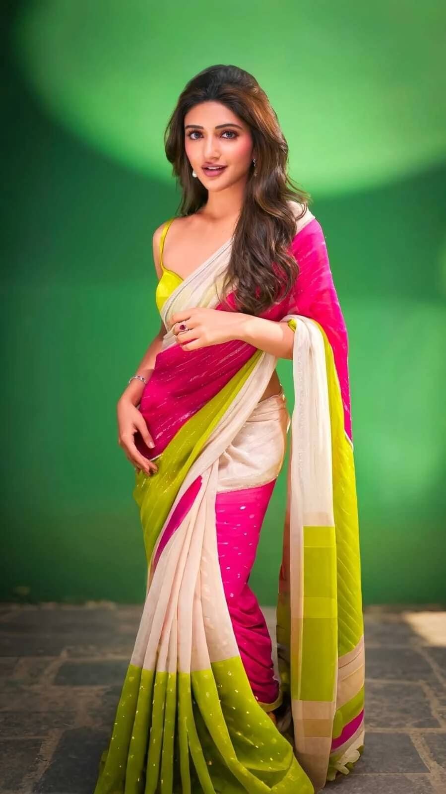 VRAGI Georgette Embellished Regular Saree With Unstitched Blouse Piece ( Multicolor ) VRAGI Georgette Embellished Regular Saree With Unstitched Blouse Piece ( Multicolor )