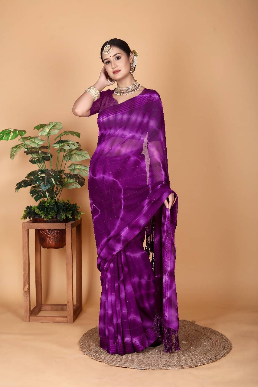 VRAGI Georgette Embellished Regular Saree With Unstitched Blouse Piece ( Magenta ) VRAGI Georgette Embellished Regular Saree With Unstitched Blouse Piece ( Magenta )