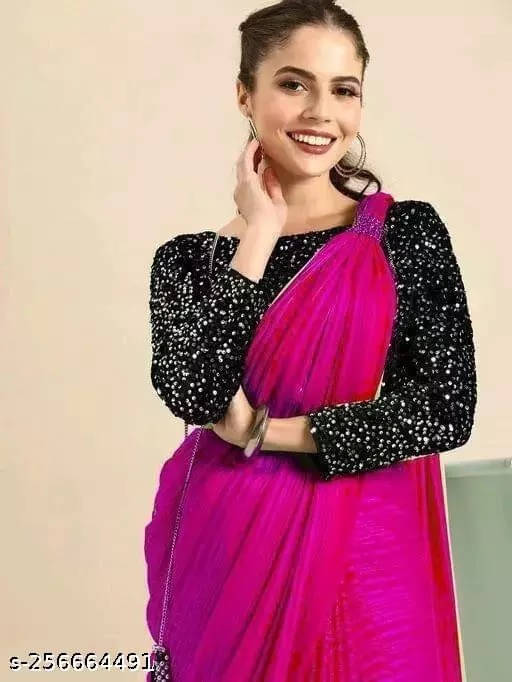 VRAGI Georgette Printed Regular Saree With Unstitched Blouse Piece ( Pink ) VRAGI Georgette Printed Regular Saree With Unstitched Blouse Piece ( Pink )