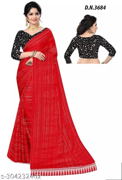     			VRAGI Georgette Printed Regular Saree With Unstitched Blouse Piece ( Red )