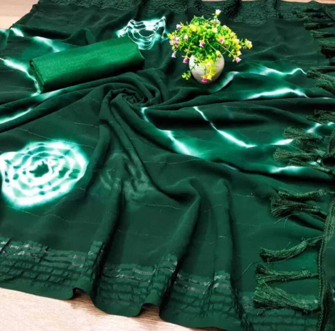     			VRAGI Georgette Printed Regular Saree With Unstitched Blouse Piece ( Green )