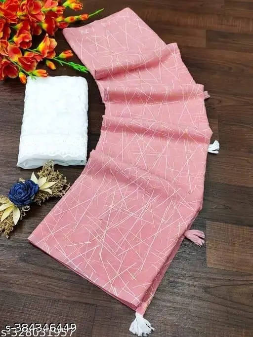     			VRAGI Georgette Printed Regular Saree With Unstitched Blouse Piece ( Pink )