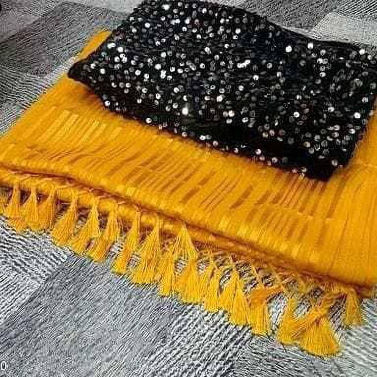 VRAGI Georgette Striped Regular Saree With Unstitched Blouse Piece ( Mustard ) VRAGI Georgette Striped Regular Saree With Unstitched Blouse Piece ( Mustard )