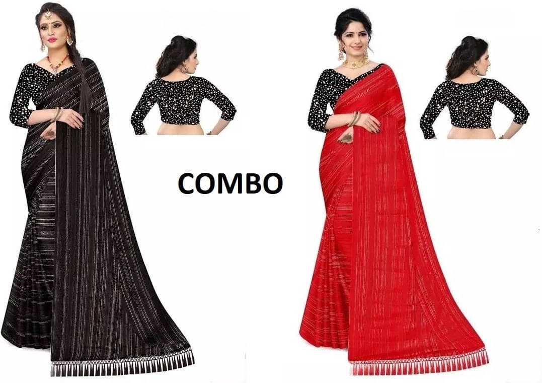 VRAGI Georgette Striped Regular Saree With Unstitched Blouse Piece ( Multicolor ) VRAGI Georgette Striped Regular Saree With Unstitched Blouse Piece ( Multicolor )