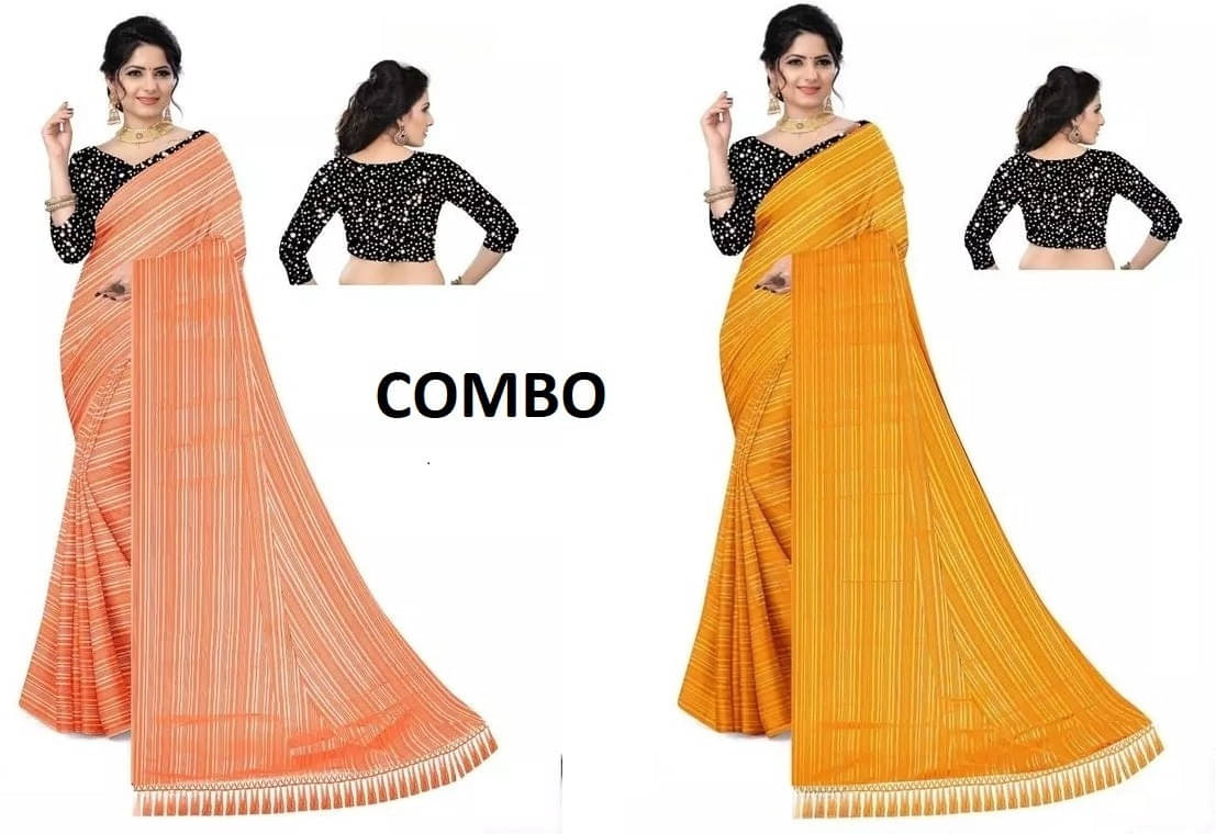 VRAGI Georgette Striped Regular Saree With Unstitched Blouse Piece ( Multicolor ) VRAGI Georgette Striped Regular Saree With Unstitched Blouse Piece ( Multicolor )
