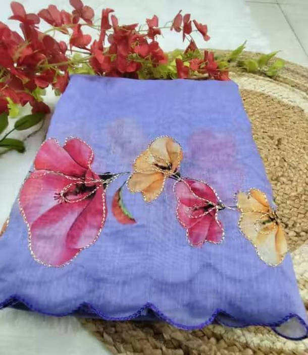 VRAGI Linen Printed Regular Saree With Unstitched Blouse Piece ( Purple ) VRAGI Linen Printed Regular Saree With Unstitched Blouse Piece ( Purple )