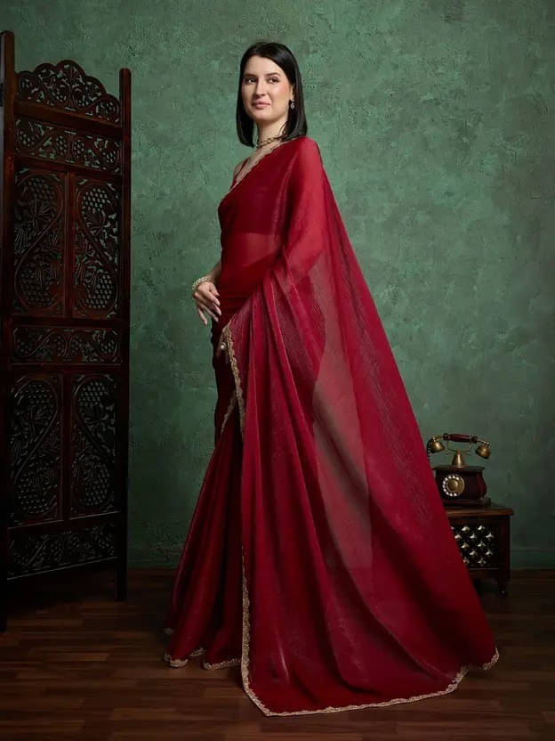 VRAGI Linen Self Design Regular Saree With Unstitched Blouse Piece ( Maroon ) VRAGI Linen Self Design Regular Saree With Unstitched Blouse Piece ( Maroon )