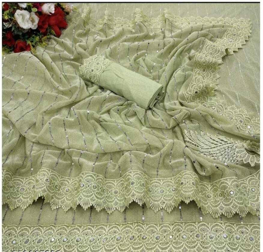 VRAGI Lycra Applique Regular Saree With Unstitched Blouse Piece ( Light Green ) VRAGI Lycra Applique Regular Saree With Unstitched Blouse Piece ( Light Green )