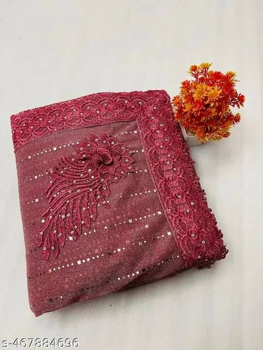     			VRAGI Lycra Embellished Regular Saree With Unstitched Blouse Piece ( Red )