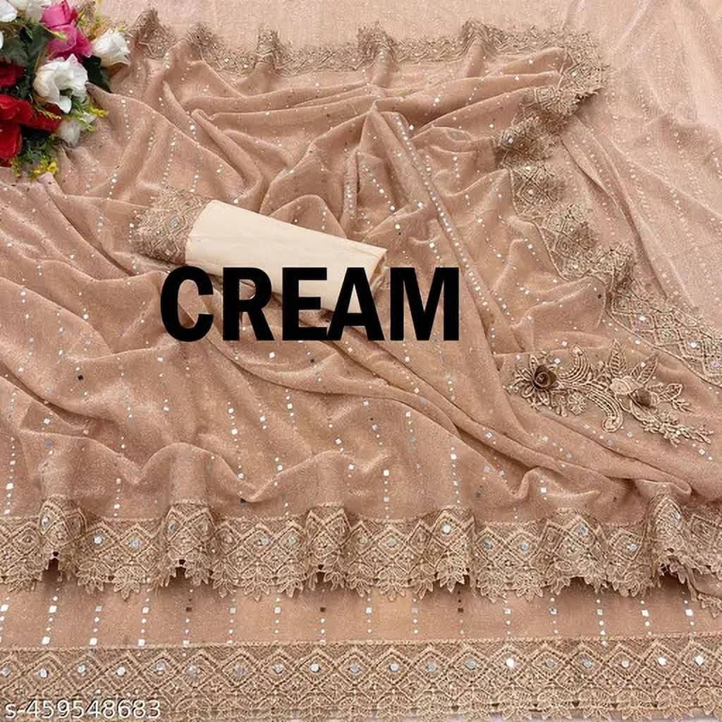 VRAGI Lycra Embellished Regular Saree With Unstitched Blouse Piece ( Orange ) VRAGI Lycra Embellished Regular Saree With Unstitched Blouse Piece ( Orange )