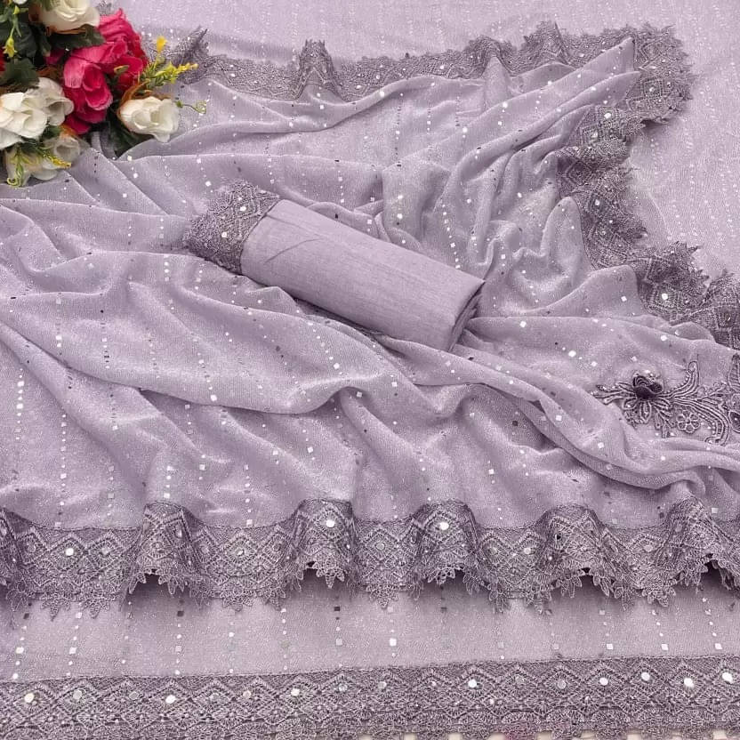 VRAGI Lycra Embellished Regular Saree With Unstitched Blouse Piece ( Multicolor ) VRAGI Lycra Embellished Regular Saree With Unstitched Blouse Piece ( Multicolor )
