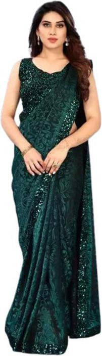 VRAGI Lycra Embroidered Banarasi saree With Unstitched Blouse Piece ( Green ) VRAGI Lycra Embroidered Banarasi saree With Unstitched Blouse Piece ( Green )