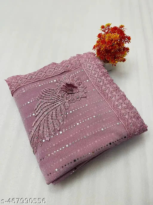     			VRAGI Lycra Embroidered Regular Saree With Unstitched Blouse Piece ( Pink )