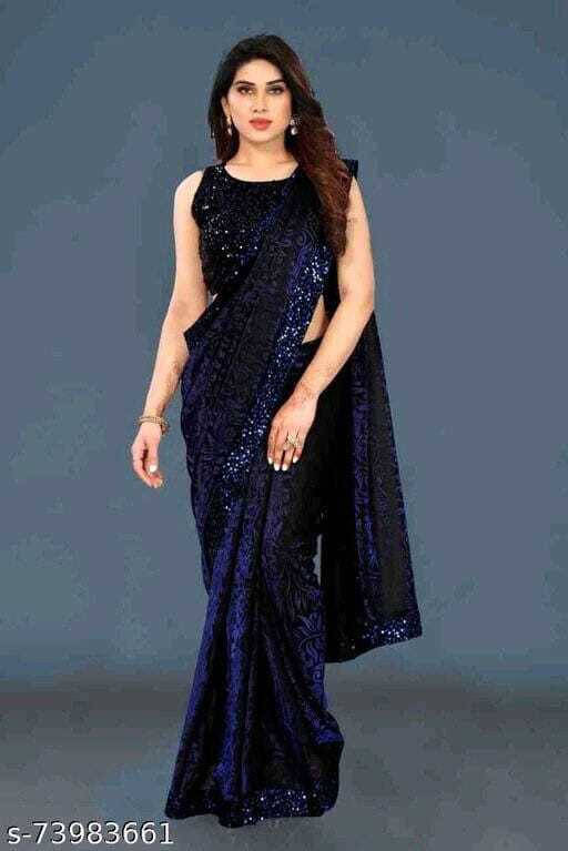 VRAGI Lycra Printed Regular Saree With Unstitched Blouse Piece ( Blue ) VRAGI Lycra Printed Regular Saree With Unstitched Blouse Piece ( Blue )
