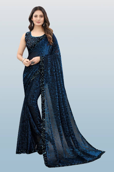 VRAGI Lycra Self Design Regular Saree With Unstitched Blouse Piece ( Light Blue ) VRAGI Lycra Self Design Regular Saree With Unstitched Blouse Piece ( Light Blue )