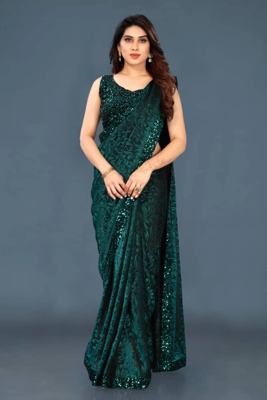     			VRAGI Lycra Self Design Regular Saree With Unstitched Blouse Piece ( Purple )