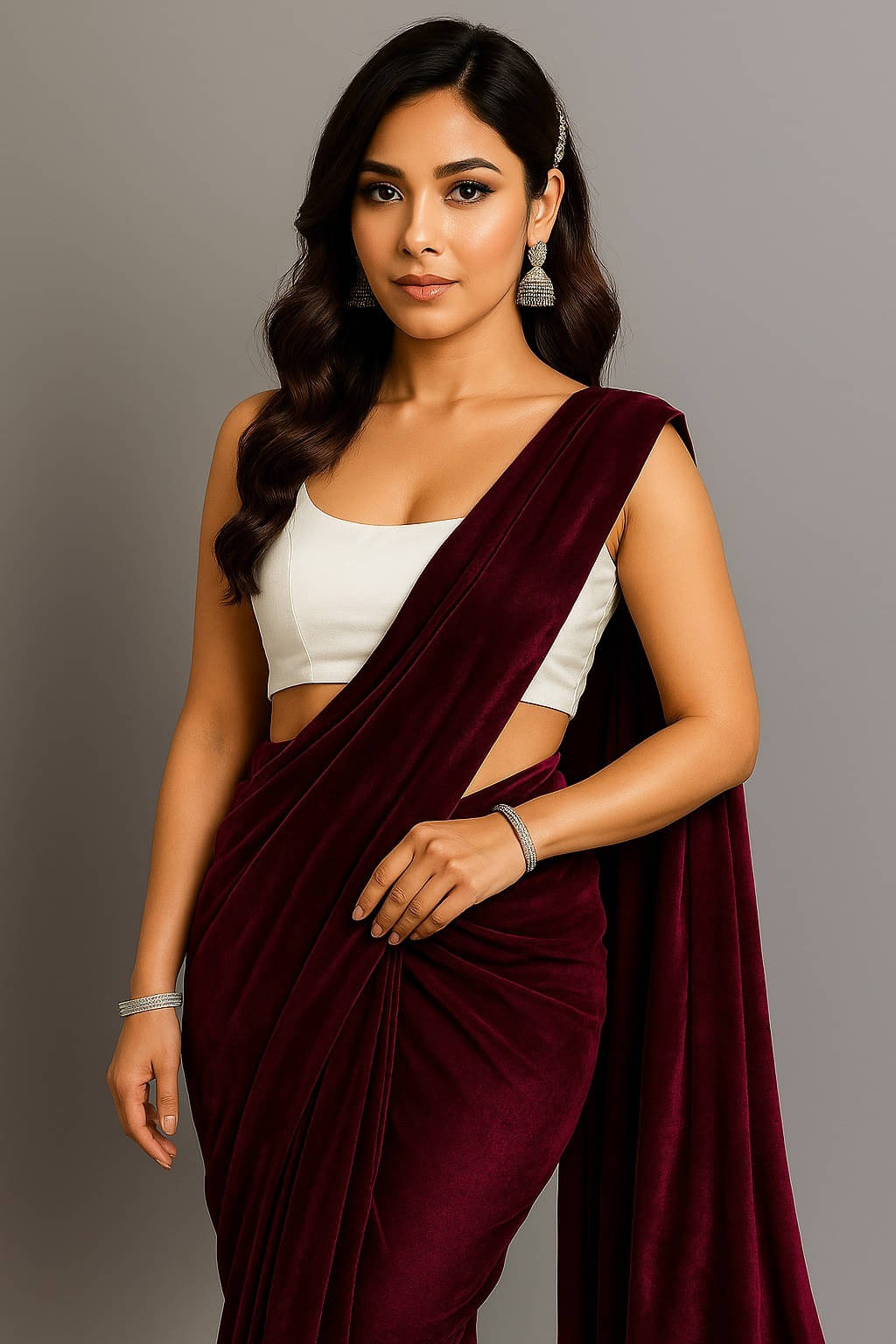 VRAGI Lycra Solid Regular Saree With Unstitched Blouse Piece ( Purple ) VRAGI Lycra Solid Regular Saree With Unstitched Blouse Piece ( Purple )