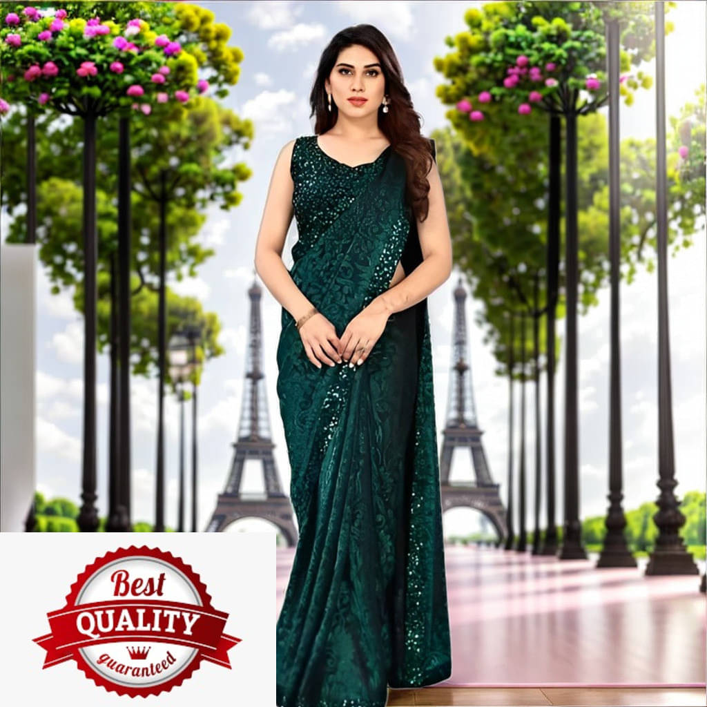 VRAGI Lycra Solid Regular Saree With Unstitched Blouse Piece ( Green ) VRAGI Lycra Solid Regular Saree With Unstitched Blouse Piece ( Green )