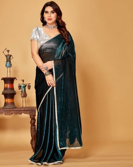 VRAGI Lycra Solid Regular Saree With Unstitched Blouse Piece ( Green ) VRAGI Lycra Solid Regular Saree With Unstitched Blouse Piece ( Green )
