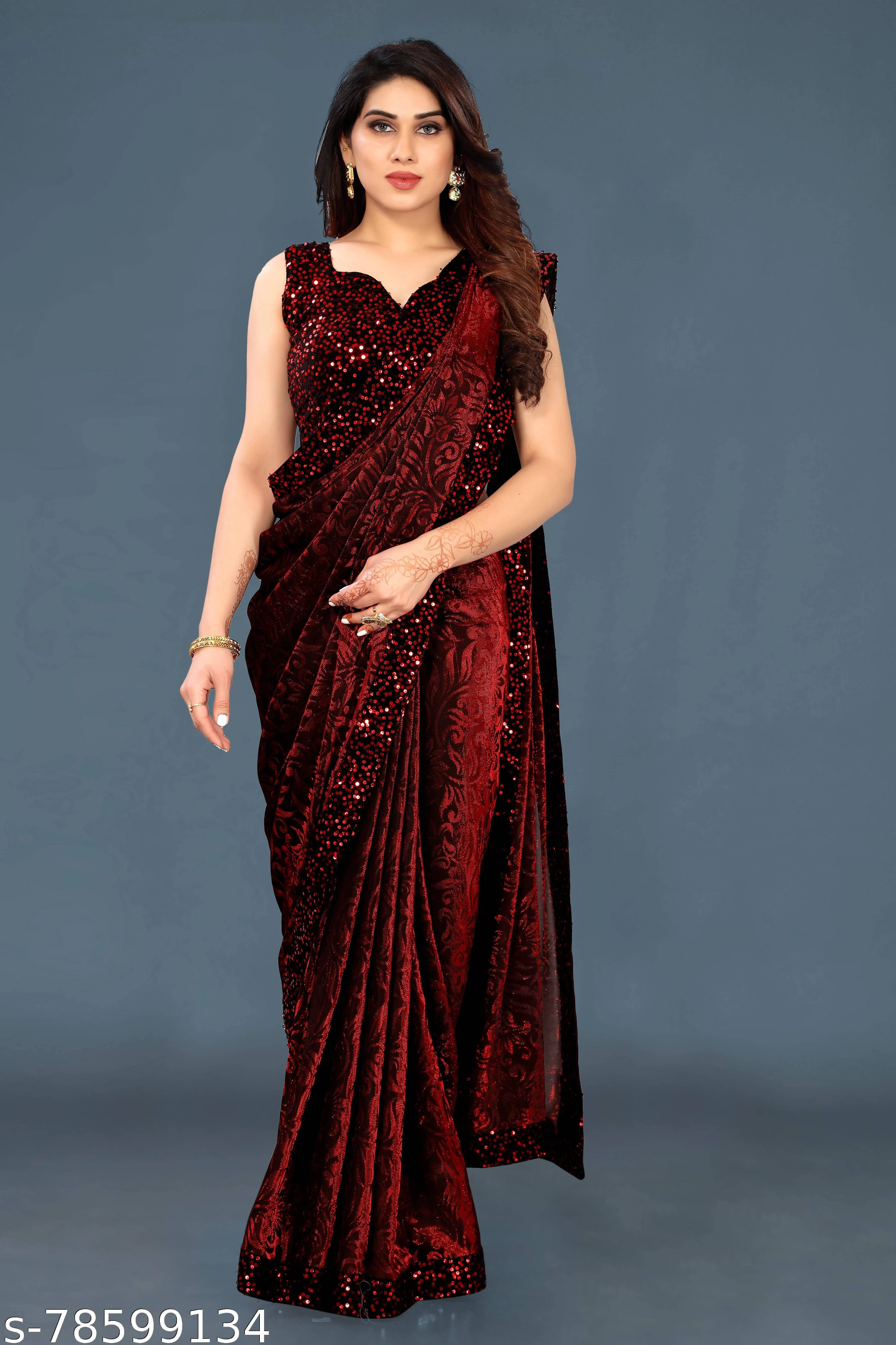     			VRAGI Lycra Woven Regular Saree With Unstitched Blouse Piece ( Red )