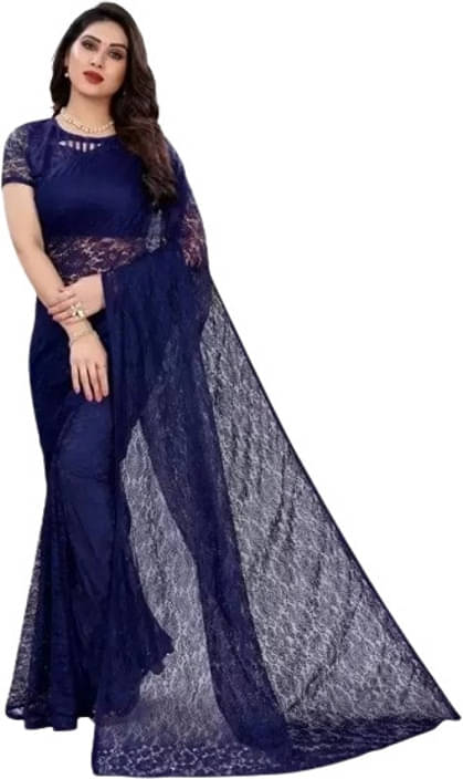 VRAGI Net Printed Regular Saree With Unstitched Blouse Piece ( Blue ) VRAGI Net Printed Regular Saree With Unstitched Blouse Piece ( Blue )