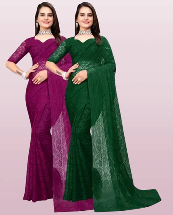 VRAGI Net Printed Regular Saree With Unstitched Blouse Piece ( Multicolor ) VRAGI Net Printed Regular Saree With Unstitched Blouse Piece ( Multicolor )