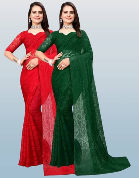 VRAGI Net Printed Regular Saree With Unstitched Blouse Piece ( Multicolor ) VRAGI Net Printed Regular Saree With Unstitched Blouse Piece ( Multicolor )
