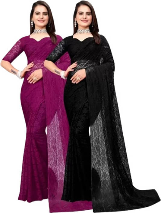 VRAGI Net Printed Regular Saree With Unstitched Blouse Piece ( Multicolor ) VRAGI Net Printed Regular Saree With Unstitched Blouse Piece ( Multicolor )