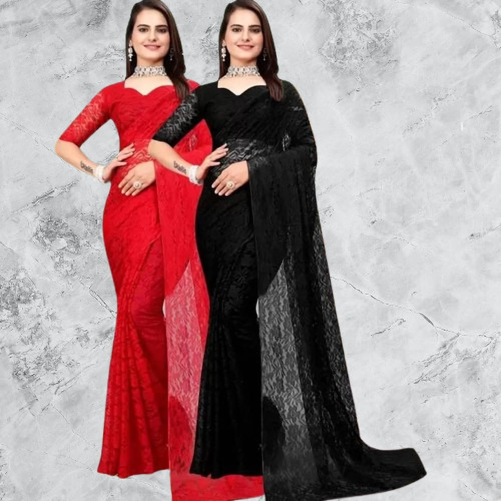 VRAGI Net Printed Regular Saree With Unstitched Blouse Piece ( Multicolor ) VRAGI Net Printed Regular Saree With Unstitched Blouse Piece ( Multicolor )