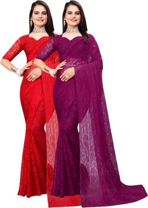 VRAGI Net Printed Regular Saree With Unstitched Blouse Piece ( Multicolor ) VRAGI Net Printed Regular Saree With Unstitched Blouse Piece ( Multicolor )