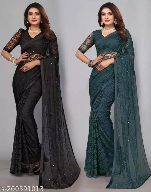     			VRAGI Net Self Design Regular Saree With Unstitched Blouse Piece ( Multicolor )