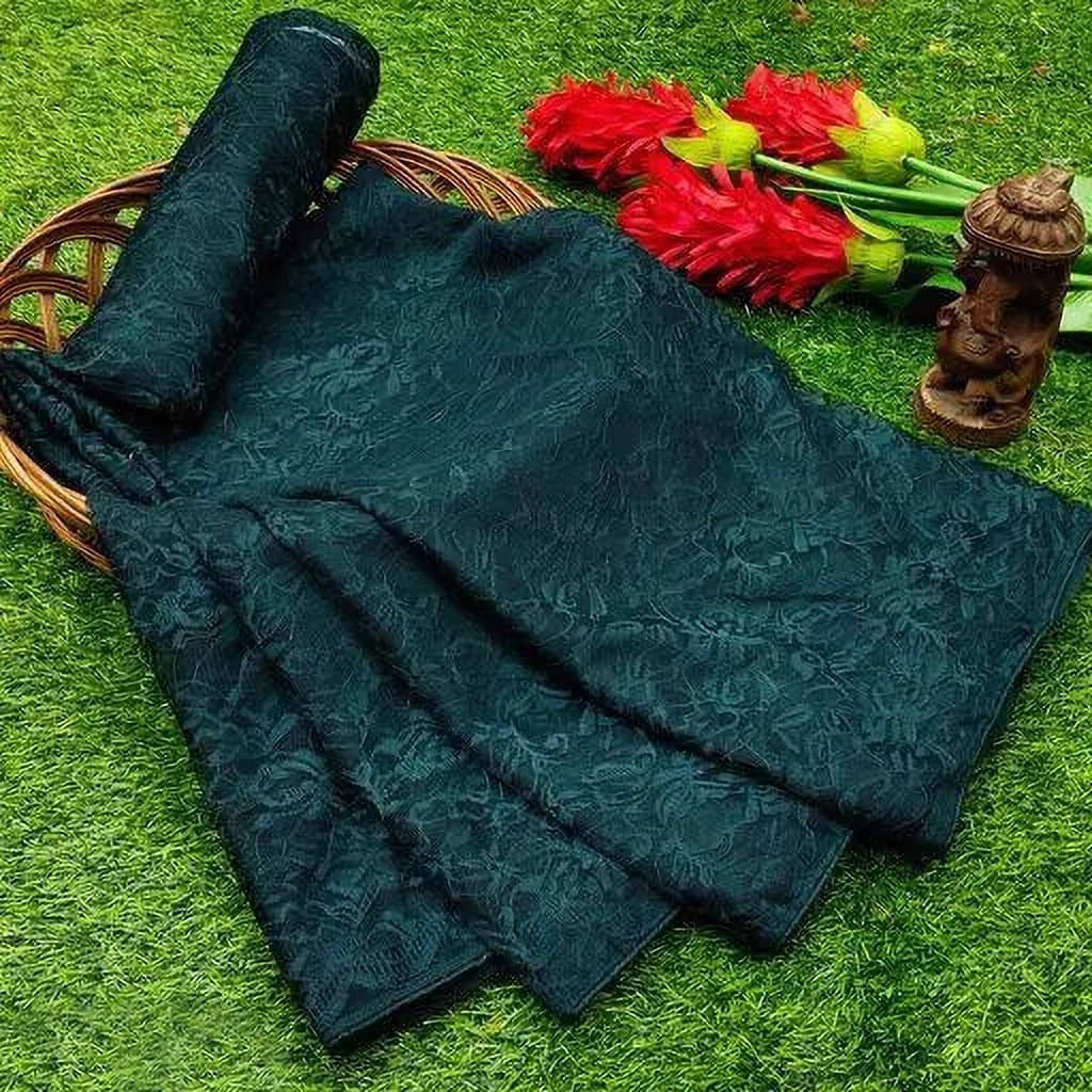    			VRAGI Net Self Design Regular Saree With Unstitched Blouse Piece ( Green )