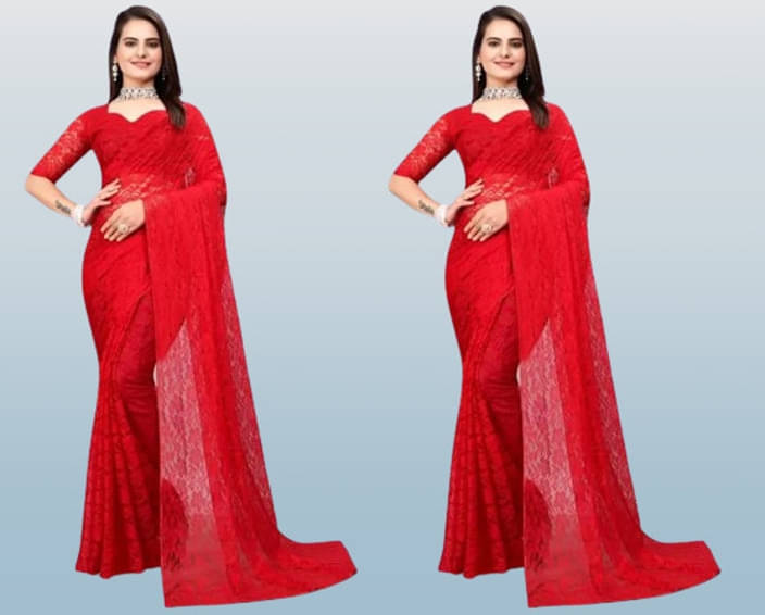     			VRAGI Net Self Design Regular Saree With Unstitched Blouse Piece ( Cream )