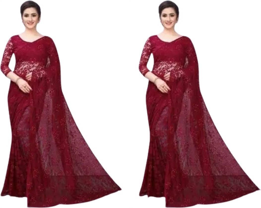 VRAGI Net Self Design Regular Saree With Unstitched Blouse Piece ( Maroon ) VRAGI Net Self Design Regular Saree With Unstitched Blouse Piece ( Maroon )