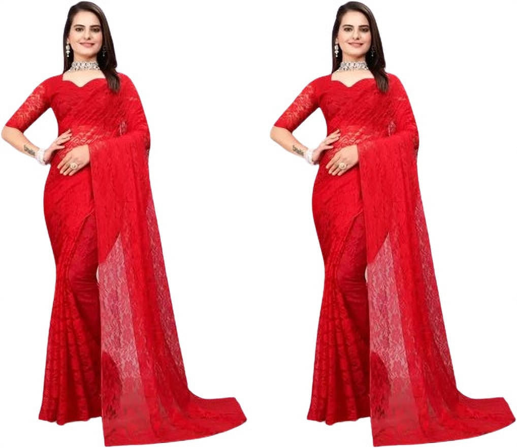 VRAGI Net Self Design Regular Saree With Unstitched Blouse Piece ( Red ) VRAGI Net Self Design Regular Saree With Unstitched Blouse Piece ( Red )