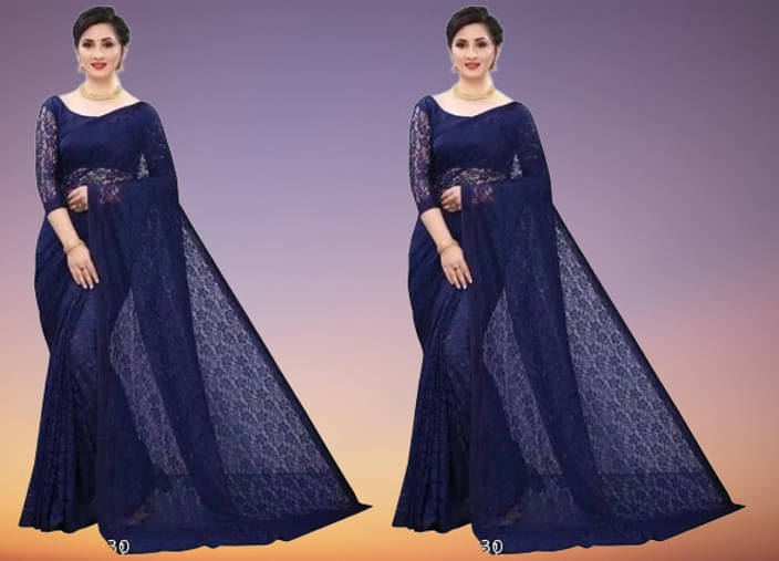 VRAGI Net Self Design Regular Saree With Unstitched Blouse Piece ( Blue ) VRAGI Net Self Design Regular Saree With Unstitched Blouse Piece ( Blue )