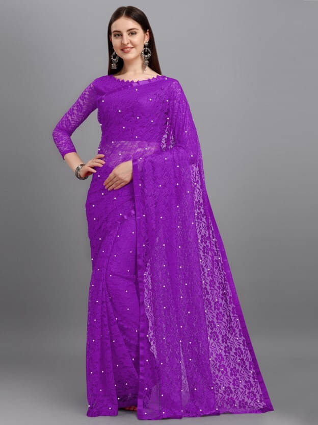     			VRAGI Net Self Design Regular Saree With Unstitched Blouse Piece ( Grey )