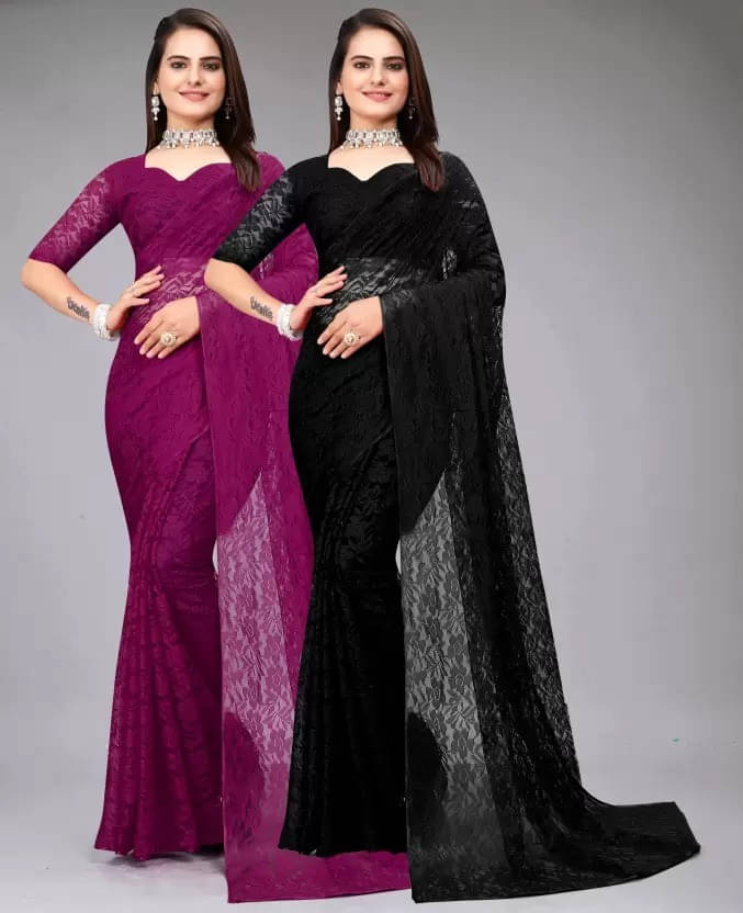     			VRAGI Net Self Design Regular Saree With Unstitched Blouse Piece ( Multicolor )