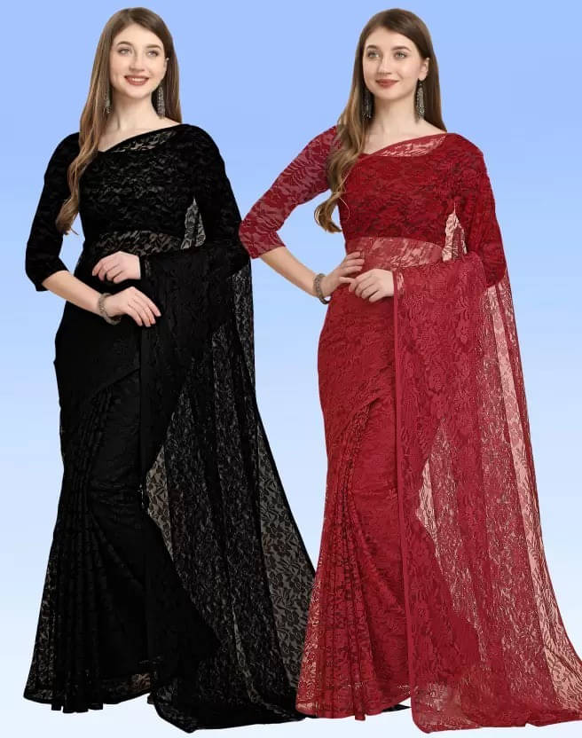     			VRAGI Net Woven Regular Saree With Unstitched Blouse Piece ( Multicolor )