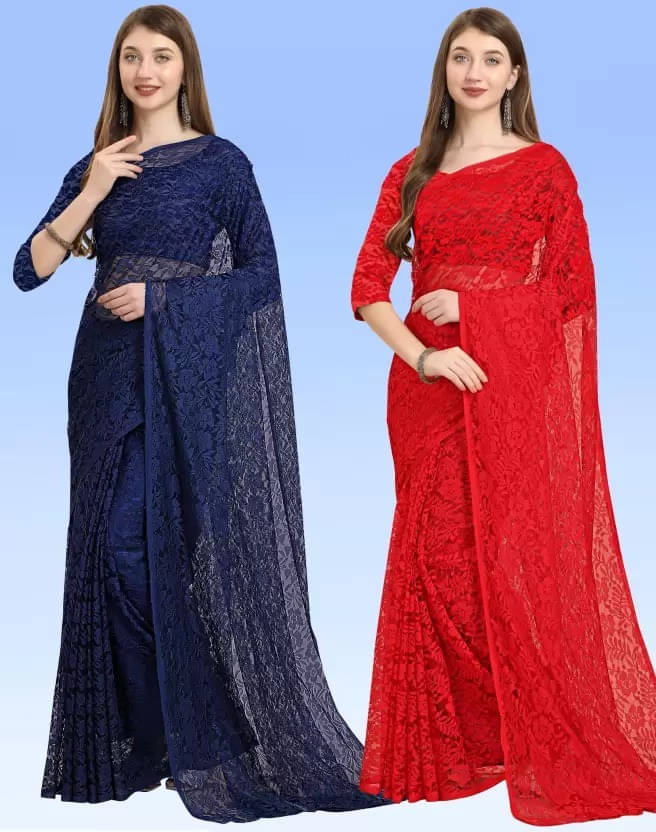     			VRAGI Net Woven Regular Saree With Unstitched Blouse Piece ( Multicolor )