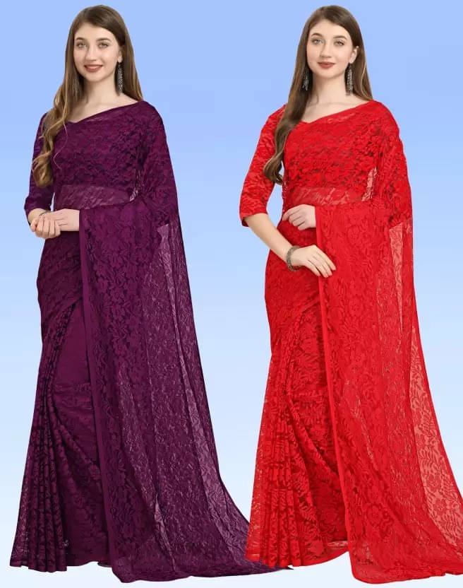 VRAGI Net Woven Regular Saree With Unstitched Blouse Piece ( Multicolor ) VRAGI Net Woven Regular Saree With Unstitched Blouse Piece ( Multicolor )