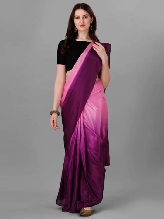 VRAGI Satin Dyed Regular Saree With Unstitched Blouse Piece ( Pink ) VRAGI Satin Dyed Regular Saree With Unstitched Blouse Piece ( Pink )