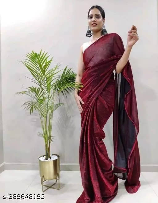     			VRAGI Silk Blend Embellished Regular Saree With Unstitched Blouse Piece ( Maroon )