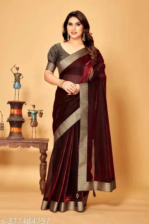     			VRAGI Silk Blend Embellished Regular Saree With Unstitched Blouse Piece ( Maroon )
